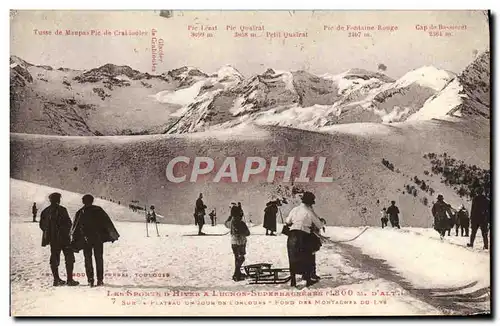 Cartes postales Sports d&#39hiver Ski Luchon Superbagneres Sur le plateau un jour de concours Fond des montagnes