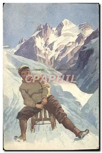 Cartes postales Sports d&#39hiver Ski Homme Luge