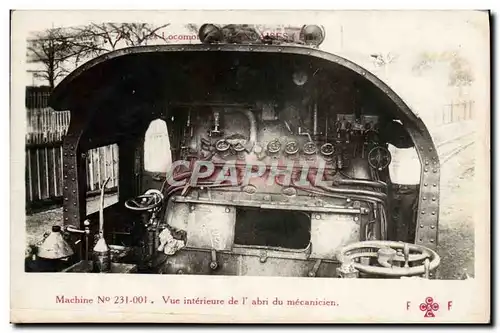 Cartes postales train Locomotive Machine 231 001 Vue interieure de l&#39abri du mecanicien