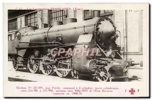 Cartes postales train Locomotive machine 231 991 type Pacific