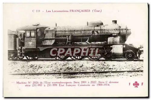 Cartes postales train Locomotive Machine 2026 de l&#39etat Wurtembourgeois Wurtemberg