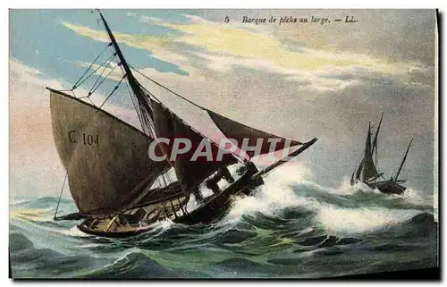 Cartes postales Bateau Voilier Barque de peche au large