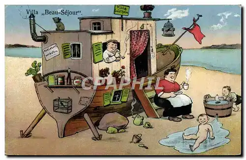 Cartes postales Bateau Villa Beau sejour Humour