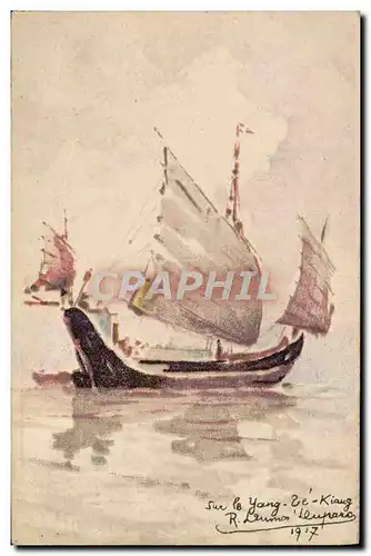 Cartes postales Bateau Voilier Sur le Yanh Z Kiang chien China