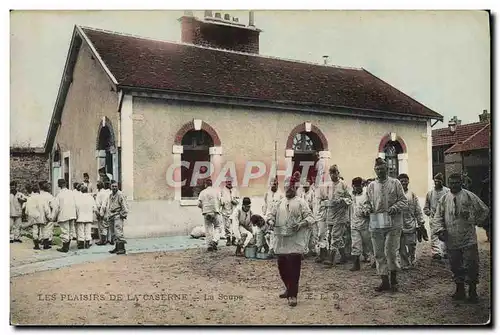 Cartes postales Militaria Caserne la soupe