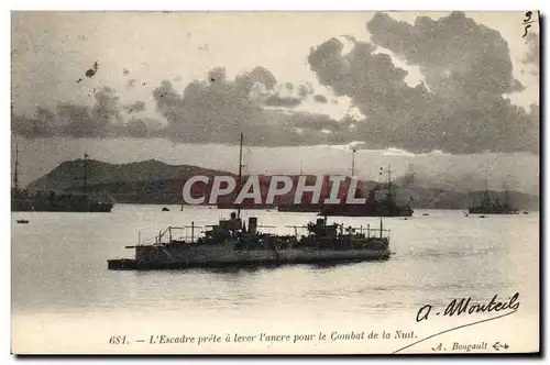 Cartes postales Bateau de guerre L&#39escadre prete a lever l&#39ancre pour le combat de nuit