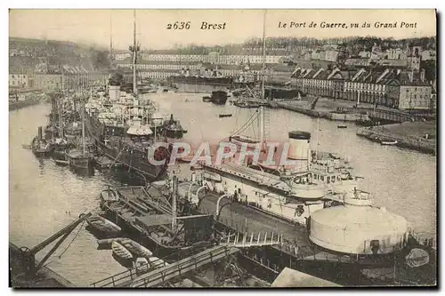 Ansichtskarte AK Bateau de guerre Brest Le port de guerre vu du grand pont