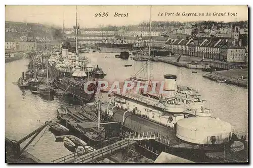 Cartes postales Bateau de guerre Brest Le port de guerre vu du grand pont