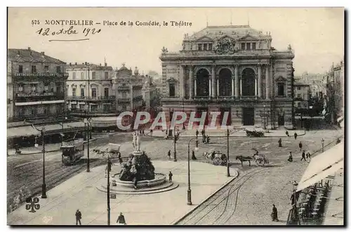 Cartes postales Montpellier Place de la comedie Le Theatre Tramway
