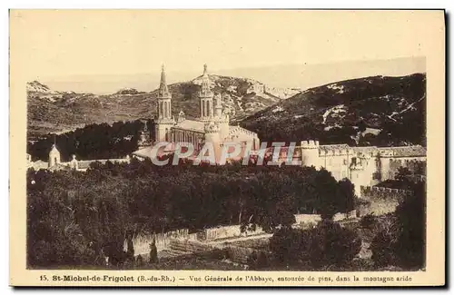 Cartes postales St Michel de Frigolet L&#39Abbaye Vue Generale de l&#39abbaye entouree de pins dans la montagne