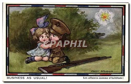 Cartes postales Enfants Business as usual Militaria Fred Spurgin Militaria