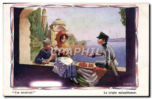 Cartes postales Femme Militaria Triple mesalliance