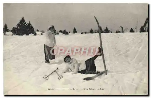 Cartes postales Sports d&#39hiver Ski Une chute