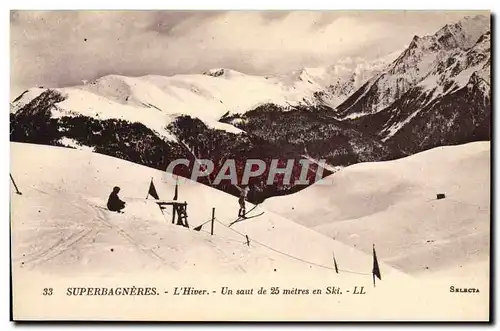 Cartes postales Sports d&#39hiver Ski Superbagneres L&#39hiver Un saut de 25 metres en ski