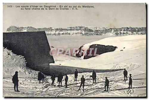 Cartes postales Sports d&#39hiver Ski Dauphine col du Merdaret Au fond la chaine de la Dent de Crolle
