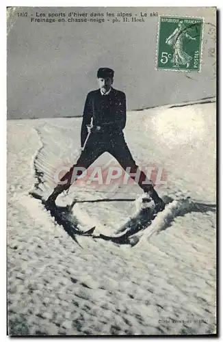 Cartes postales Sports d&#39hiver Ski Freinage en chasse neige