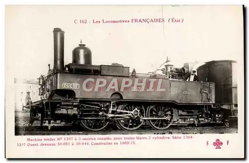 Cartes postales Train Locomotive Machine tender 1397