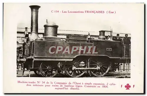 Ansichtskarte AK Train Locomotive Machine tender 54 de la Compagnie de l&#39Ouest