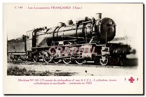 Cartes postales Train Locomotive Machine 141 175 Rechauffeur d&#39eau ACFI