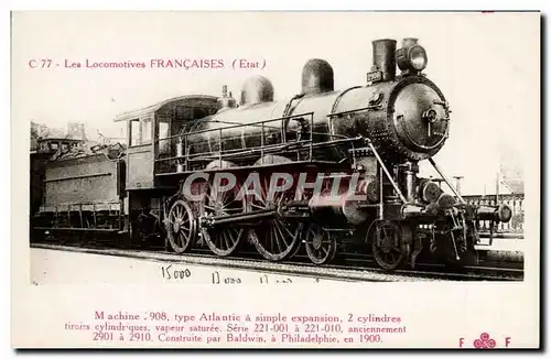 Cartes postales Train Locomotive Machine 2908 type Atlantic Baldwin Philadelphie