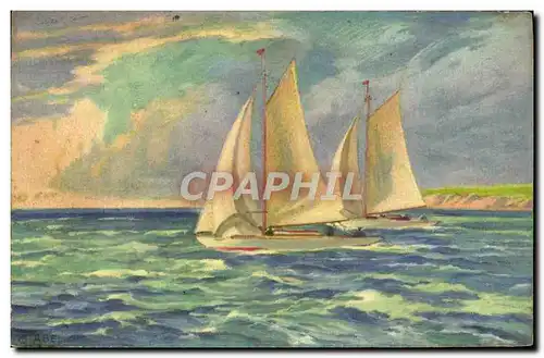 Cartes postales Bateau 2 Voiliers en course