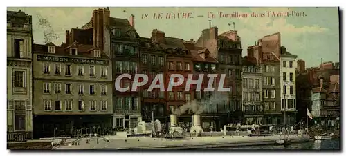 Cartes postales Bateau de guerre Le Havre Un torpilleur dans l'avant port Maison des marins