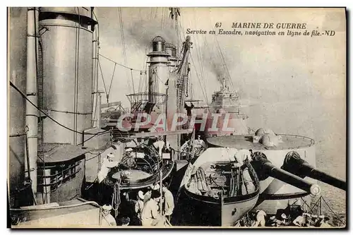 Cartes postales Bateau de guerre Service en escadre navigation en ligne de file