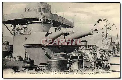 Ansichtskarte AK Bateau de guerre Service en escadre Tourelle de pieces couplees de 194 mm