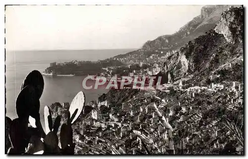 Moderne Karte Roquebrune Cap Martin Vue Generale Monte Carlo et le rocher de Monaco