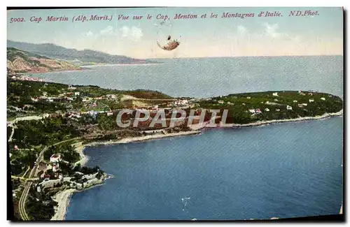 Cartes postales Roquebrune Vue sur le Cap Menton et les montagnes d&#39Italie