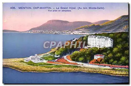 Cartes postales Roquebrune Cap Martin Le Grand Hotel Au loin Monte Carlo Monaco