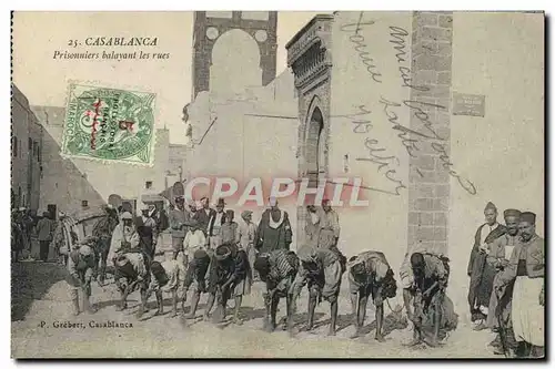 Cartes postales Prison Maroc Casablanca Prisonniers balayant les rues