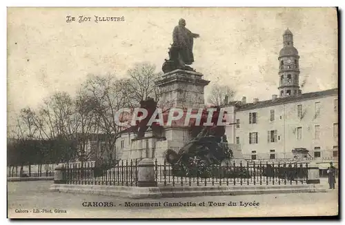 Cartes postales Prison Cahors Monument Gambetta et tour du Lycee