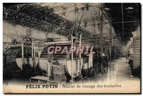 Cartes postales Felix Potin Atelier de rincage des bouteilles