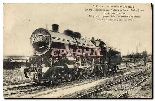 Cartes postales Train Locomotive Pacific 2901 Ateliers de Sotteville les Rouen