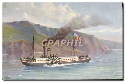 Ansichtskarte AK Bateau Erster Raddampfer auf dem Hudson 1807