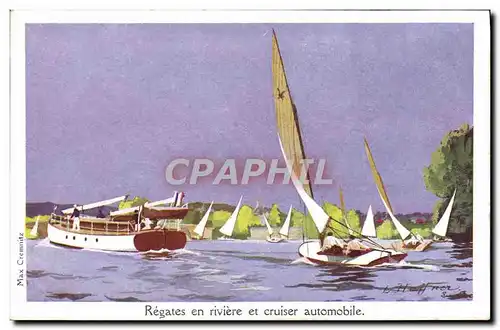 Ansichtskarte AK Bateau Voilier Regates en riviere et cruiser automobile