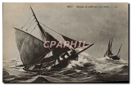 Ansichtskarte AK Bateau Voilier Barques de peche par gros temps