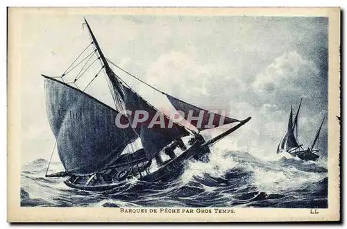 Cartes postales Bateau Barques de peche par gros temps