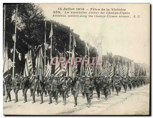 Ansichtskarte AK Militaria Paris Les fetes de la Victoire 14 juillet 1919 Les americains Avenue des Champs Elysee