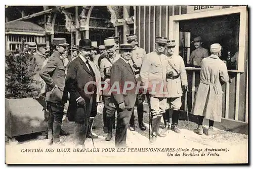 Cartes postales Militaria Cantine des deux drapeaux pour les permissionnaires Croix Rouge americaine Un des pavi