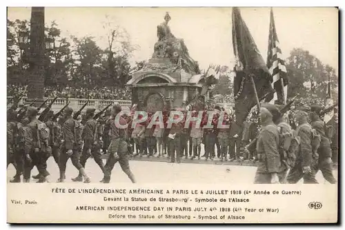 Ansichtskarte AK Militaria Fete de l&#39independance americaine a Paris 14 juillet 1919 Devant la statue de Stras