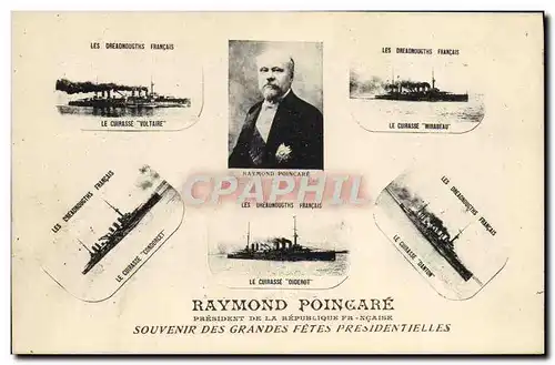 Cartes postales Bateau Guerre Raymond Poincare Dradnoughts francais Voltaire Mirabeau Condorcet Diderot Danton