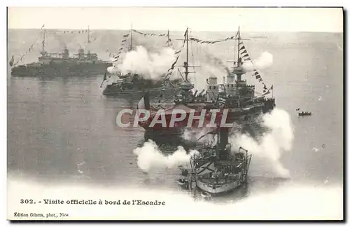 Cartes postales Bateau Guerre Visite officielle a bord de l'escadre