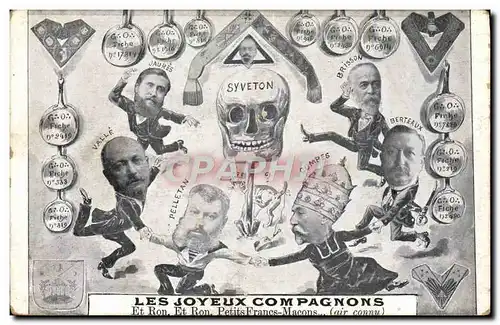 Cartes postales Franc macon Maconnerie Les joyeux compagnons Jaures Syveton Pelletan Combes Vallee Brisson Berte