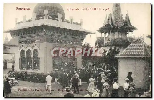 Cartes postales Exposition Marseille 1906 Pavillon de l'Amer picon Degustation gratuite