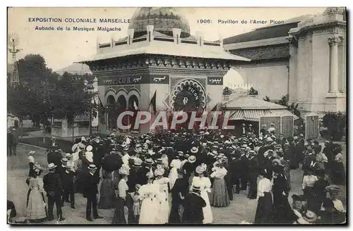 Cartes postales Exposition Marseille 1906 Pavillon de l'Amer Picon Aubade de la musique Malgache