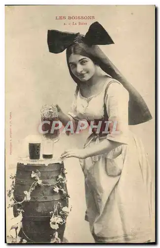 Cartes postales Brasserie Les boissons La biere Femme Alsace