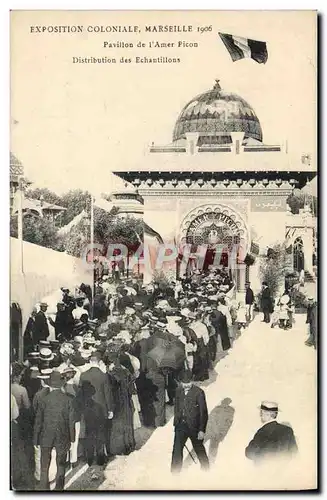 Cartes postales Exposition Marseille 1906 Pavillon de l'Amer Picon Distribution des echantillons