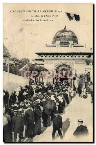 Cartes postales Marseille Exposition coloniale 1906 Pavillon de l'Amer Picon Distribution des echantillons